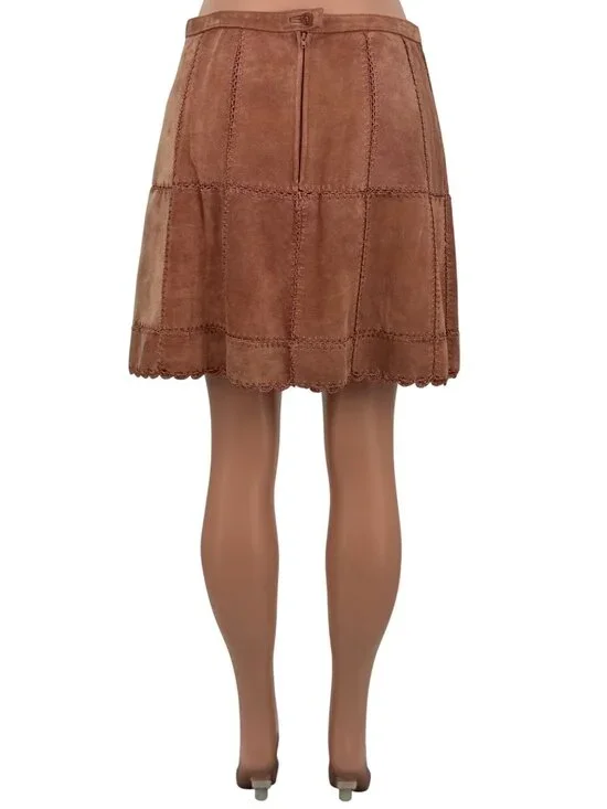 Free People Suede Patchwork High Waist Mini Skirt | Western Boho Coastal 70s 10 - Picture 9 of 16